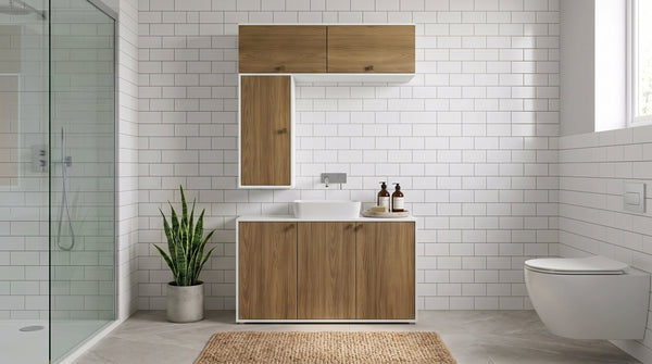 imagem do Vanitory Baño Kappesberg 116cm MDF Marrón y Blanco