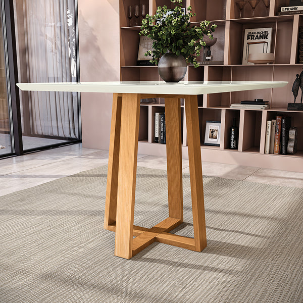 Mesa Comedor 120cm Madera Maciza Kappesberg Roble/Off White