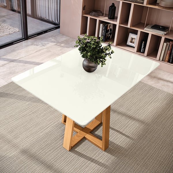 Mesa Comedor 120cm Madera Maciza Kappesberg Roble/Off White