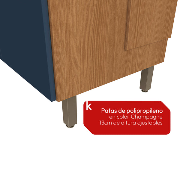 Cocina Integral Kappesberg 192.5cm Canela/Azul Sin Tarja