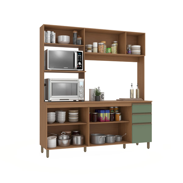 Cocina Integral Kappesberg Luna 192.5cm Canela/Verde