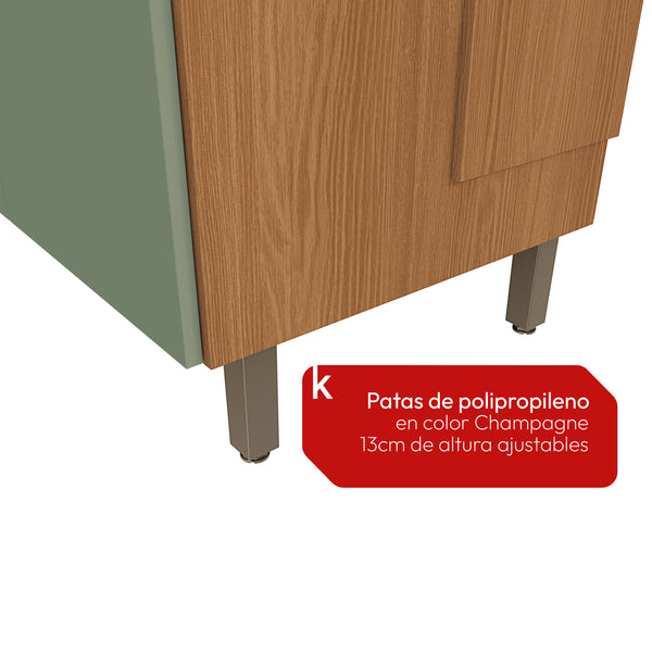 Cocina Integral Kappesberg Luna 192.5cm Canela/Verde