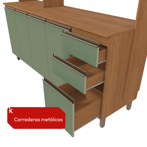 Cocina Integral Kappesberg Luna 192.5cm Canela/Verde