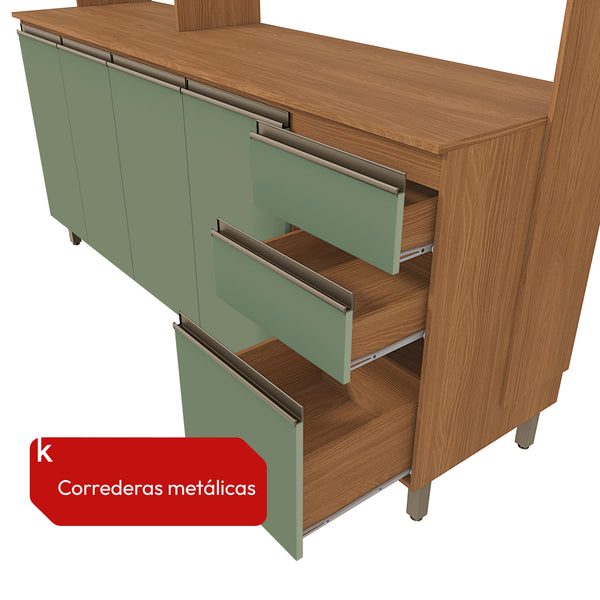 Cocina Integral Kappesberg Luna 192.5cm Canela/Verde