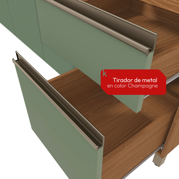 Cocina Integral Kappesberg Luna 192.5cm Canela/Verde