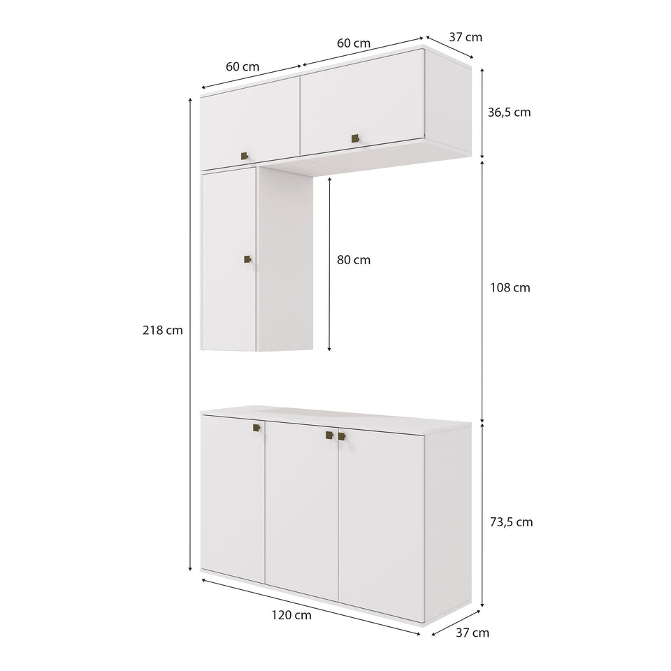 Vanitory Baño Kappesberg 120cm MDF Con Aéreos Blanco