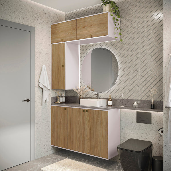 Vanitory Baño Kappesberg 120cm MDF Blanco y Marrón