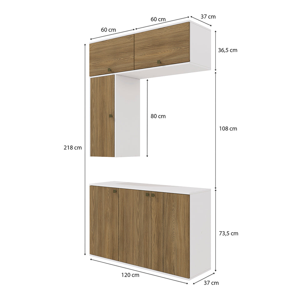 Vanitory Baño Kappesberg 120cm MDF Blanco y Marrón