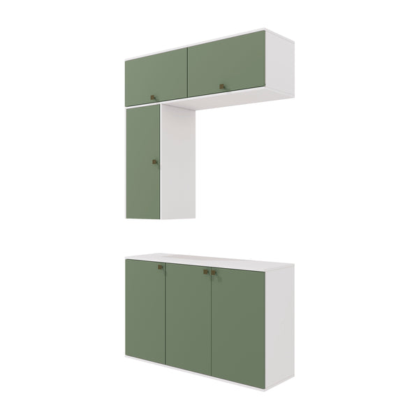 Vanitory Baño Kappesberg 120cm MDF Blanco y Verde