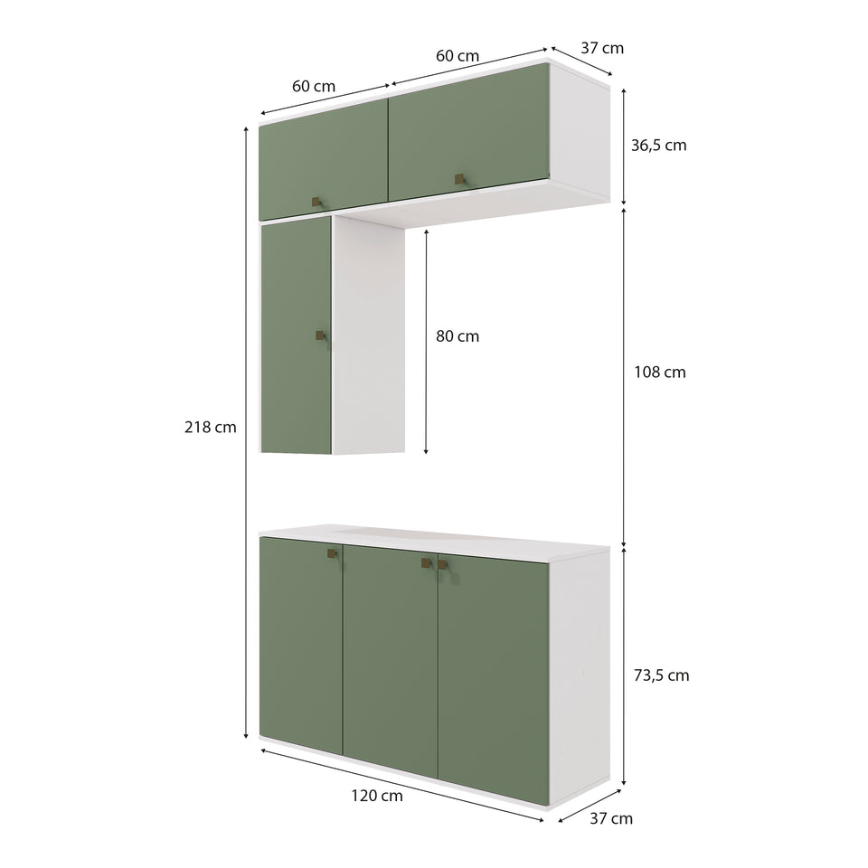 Vanitory Baño Kappesberg 120cm MDF Blanco y Verde