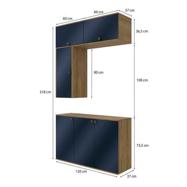 Vanitory Baño Kappesberg 120cm MDF Marrón y Azul