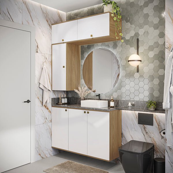 Vanitory Baño Kappesberg 120cm MDF Marrón y Blanco