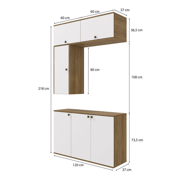 Vanitory Baño Kappesberg 120cm MDF Marrón y Blanco