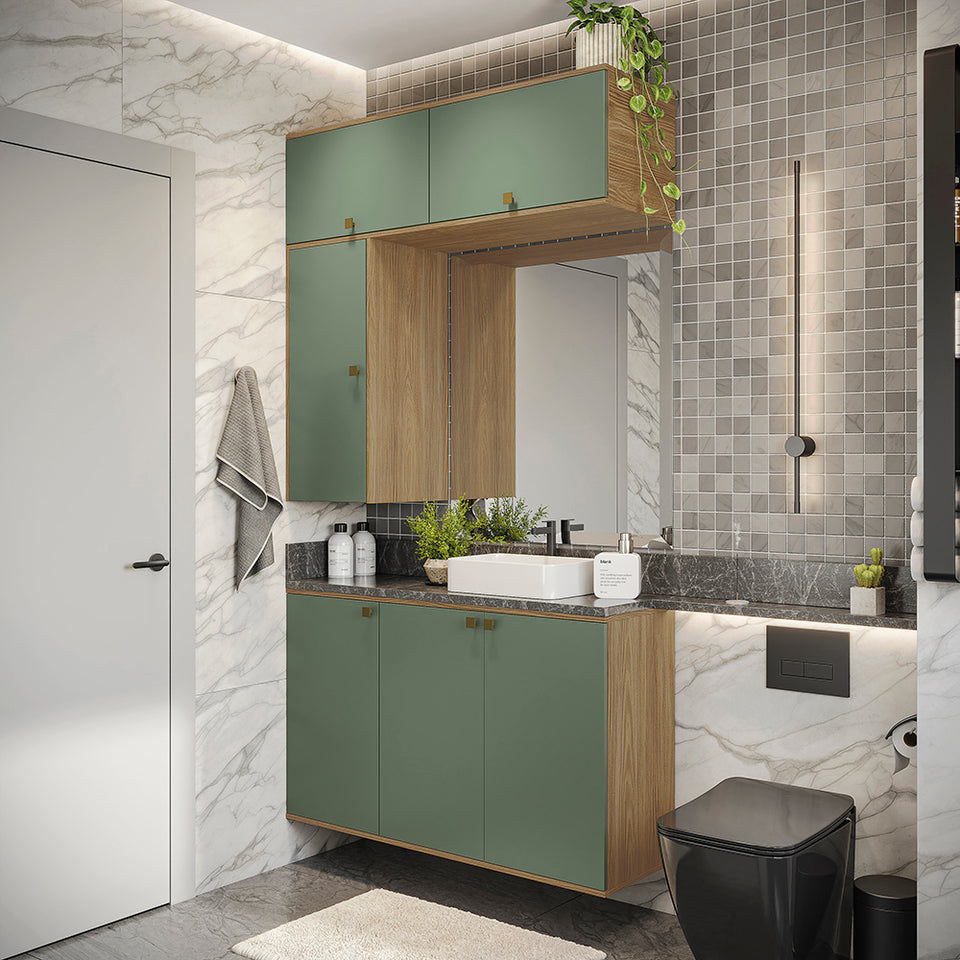 Vanitory Baño Kappesberg 120cm MDF Marrón y Verde