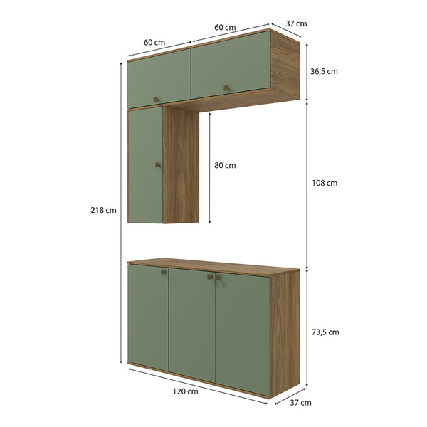 Vanitory Baño Kappesberg 120cm MDF Marrón y Verde
