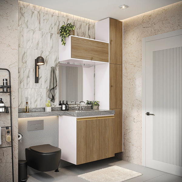 Vanitory Baño Kappesberg 116cm MDF Blanco y Marrón