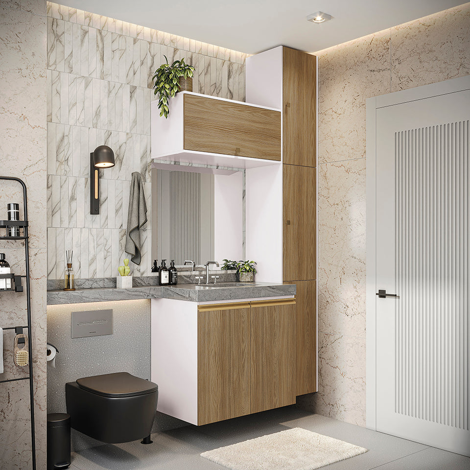 Vanitory Baño Kappesberg 116cm MDF Blanco y Marrón