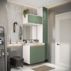 Vanitory Baño Kappesberg 116cm MDF Blanco y Verde