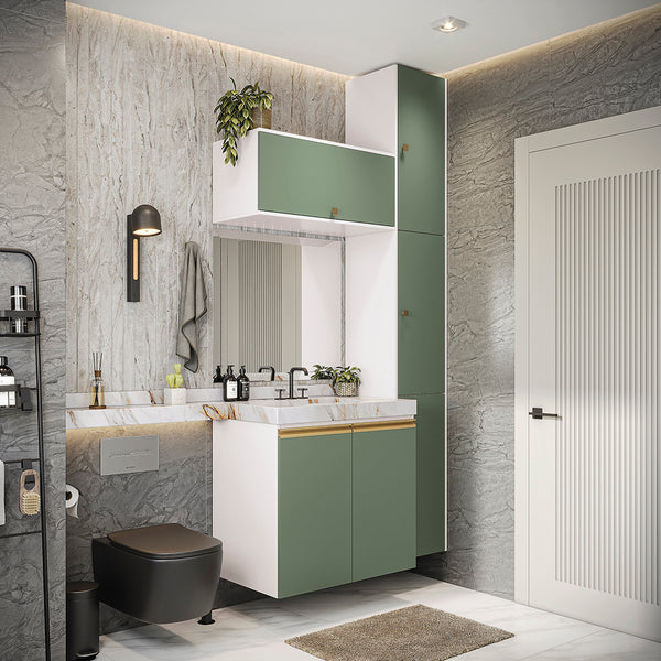 Vanitory Baño Kappesberg 116cm MDF Blanco y Verde