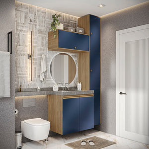 Vanitory Baño Kappesberg 116cm MDF Marrón y Azul