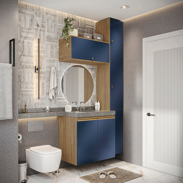 Vanitory Baño Kappesberg 116cm MDF Marrón y Azul