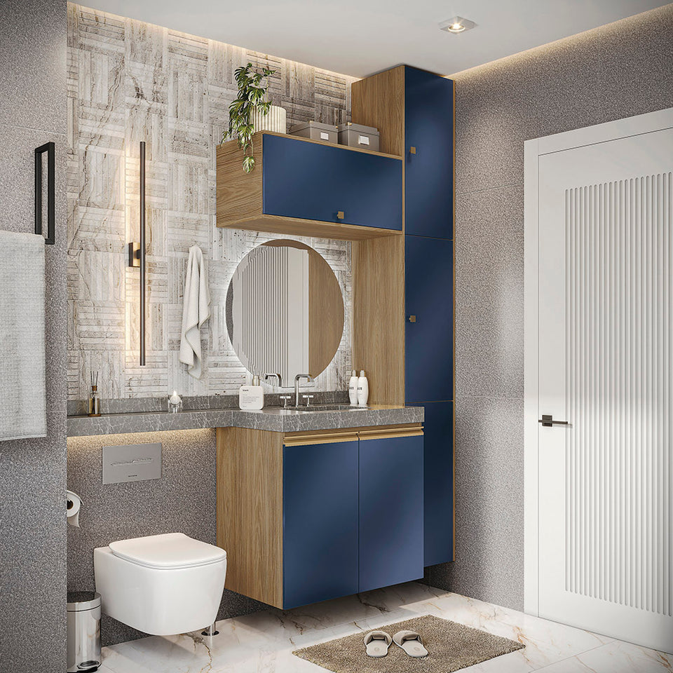 Vanitory Baño Kappesberg 116cm MDF Marrón y Azul