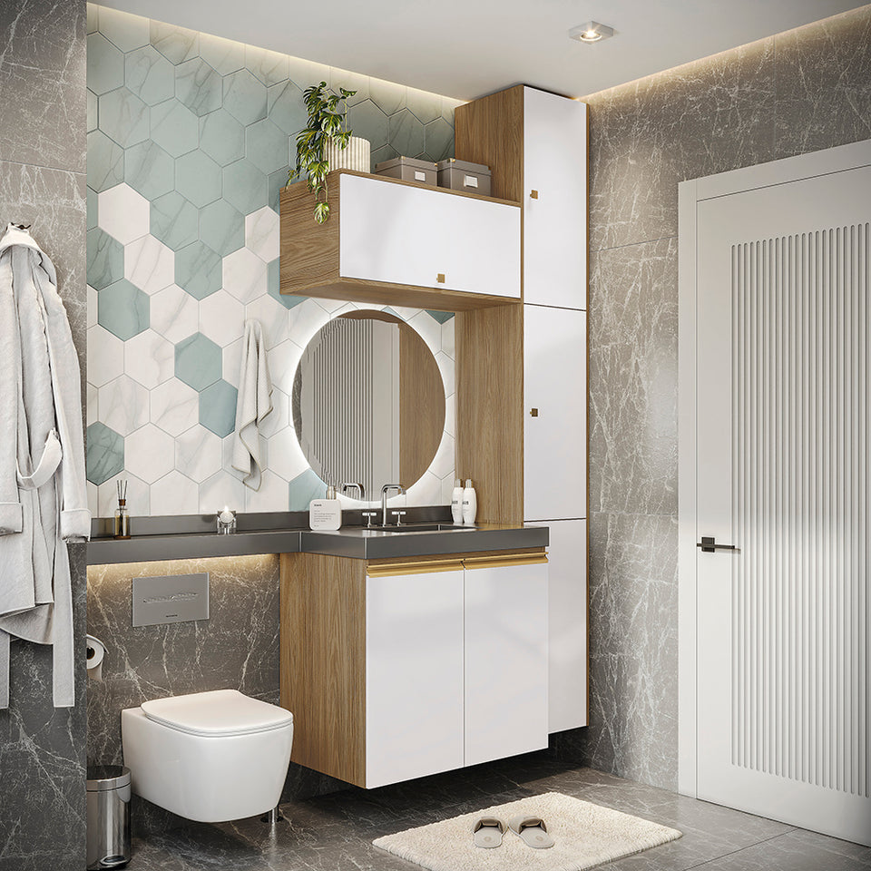 Vanitory Baño Kappesberg 116cm MDF Marrón y Blanco
