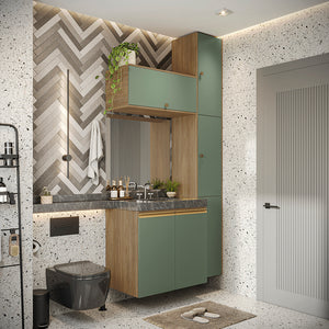 Vanitory Baño Kappesberg 116cm MDF Marrón y Verde