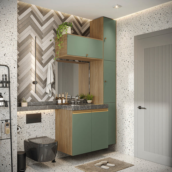 Vanitory Baño Kappesberg 116cm MDF Marrón y Verde