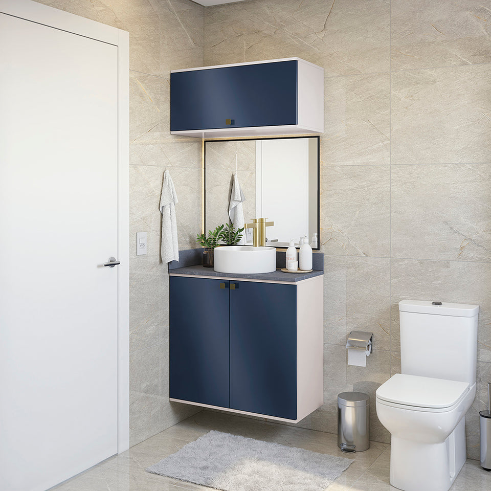 Vanitory Baño Kappesberg 80cm MDF Blanco y Azul