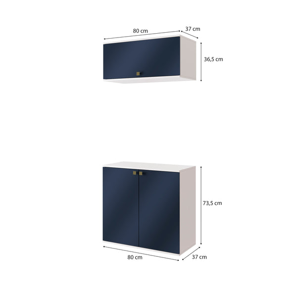 Vanitory Baño Kappesberg 80cm MDF Blanco y Azul