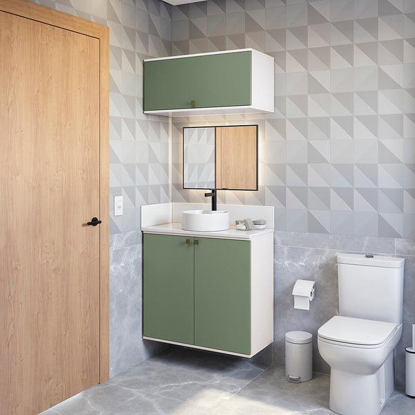 Vanitory Baño Kappesberg 80cm MDF Blanco y Verde