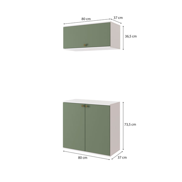Vanitory Baño Kappesberg 80cm MDF Blanco y Verde