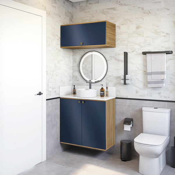 Vanitory Baño Kappesberg 80cm MDF Marrón y Azul