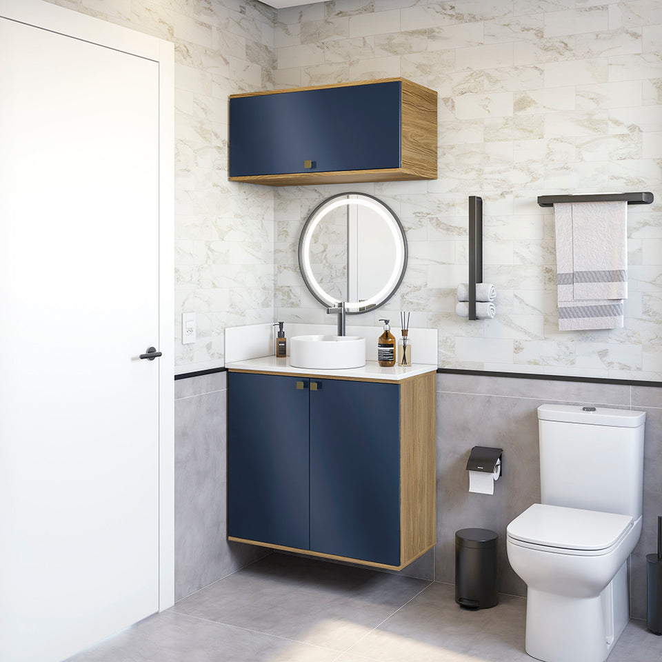 Vanitory Baño Kappesberg 80cm MDF Marrón y Azul