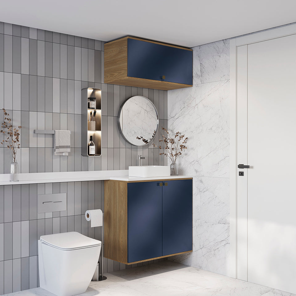 Vanitory Baño Kappesberg 80cm MDF Marrón y Azul