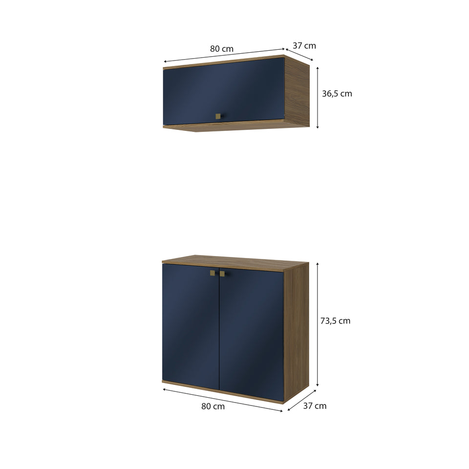 Vanitory Baño Kappesberg 80cm MDF Marrón y Azul