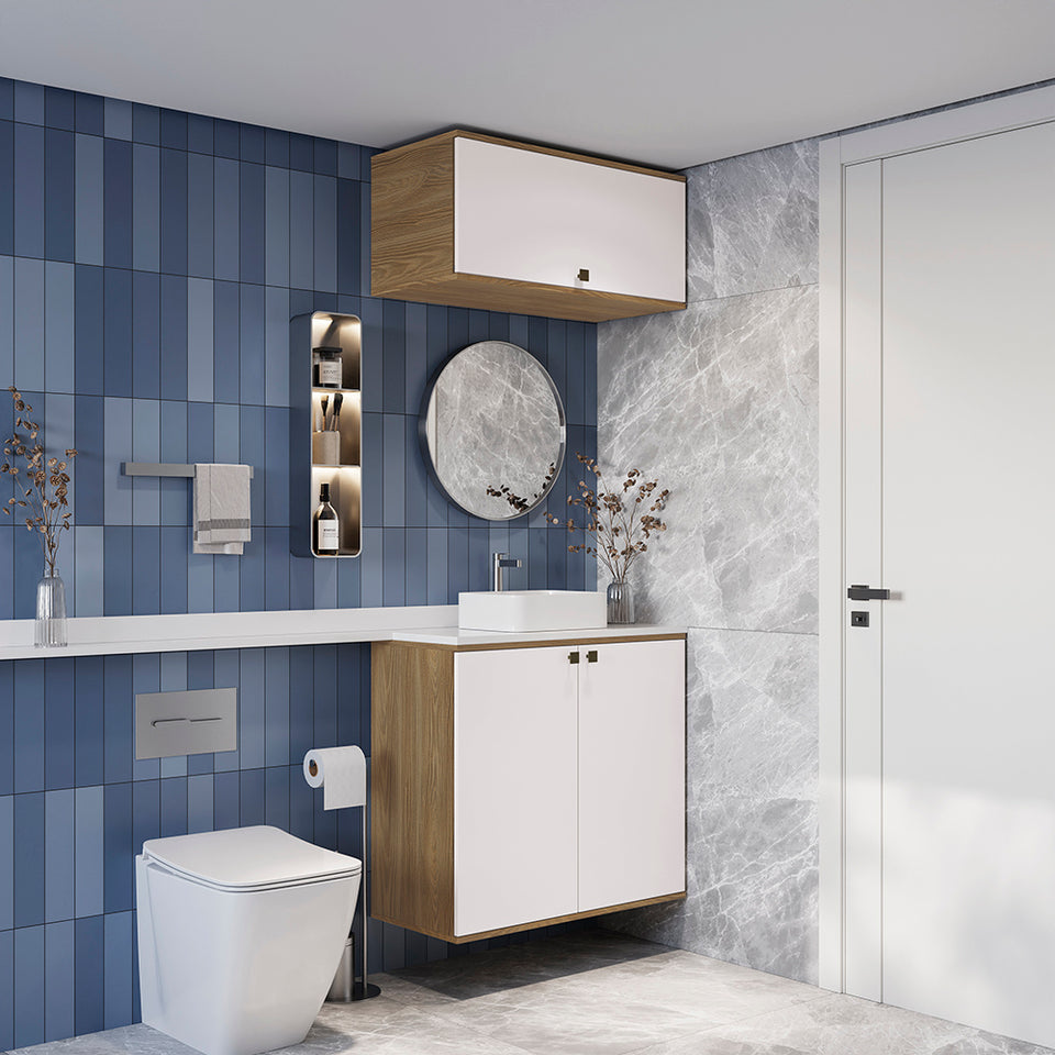 Vanitory Baño Kappesberg 80cm MDF Marrón y Blanco
