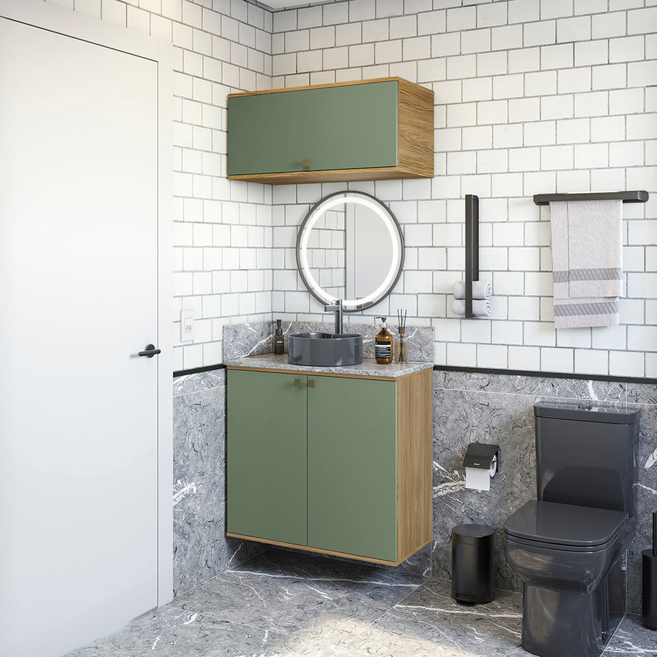 Vanitory Baño Kappesberg 80cm MDF Marrón y Verde