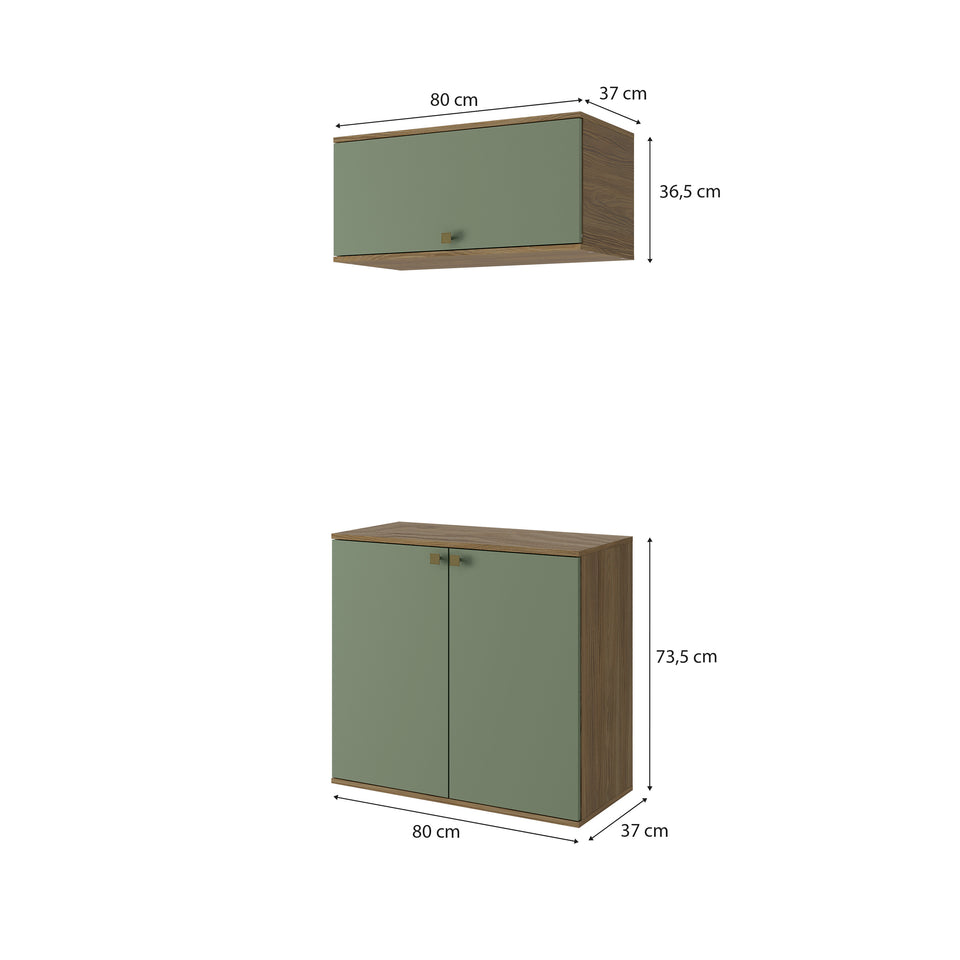 Vanitory Baño Kappesberg 80cm MDF Marrón y Verde