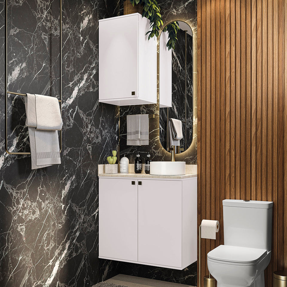 Vanitory Baño Kappesberg 80cm MDF Con Aéreos Blanco