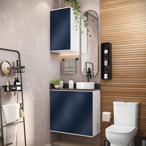 Vanitory Baño Kappesberg 80cm MDF Blanco y Azul