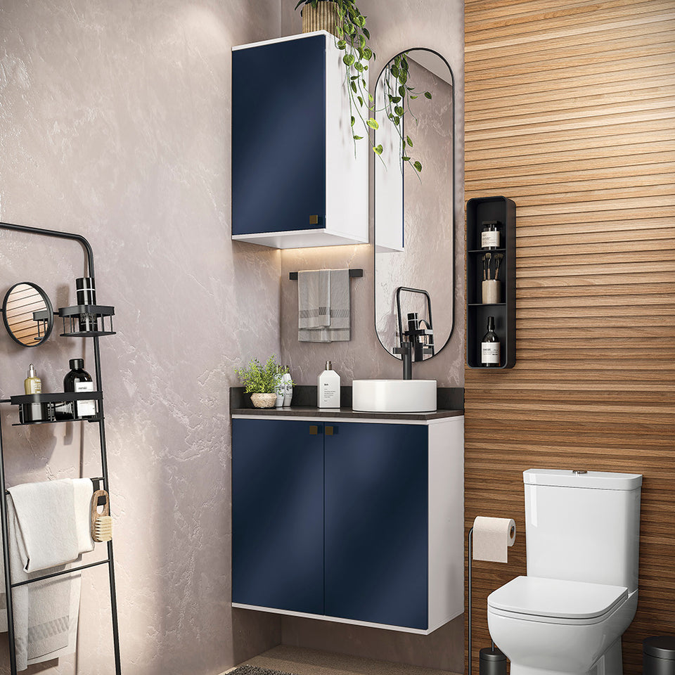 Vanitory Baño Kappesberg 80cm MDF Blanco y Azul