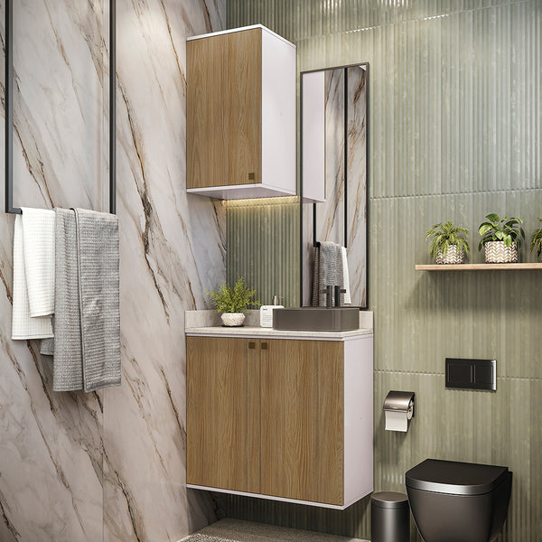 Vanitory Baño Kappesberg 80cm MDF Blanco y Marrón