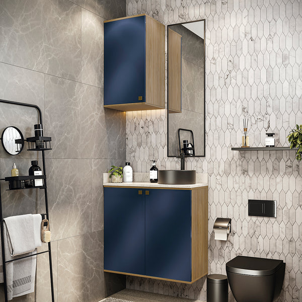 Vanitory Baño Kappesberg 80cm MDF Marrón y Azul
