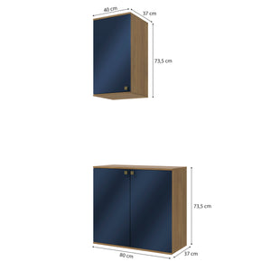 Vanitory Baño Kappesberg 80cm MDF Marrón y Azul