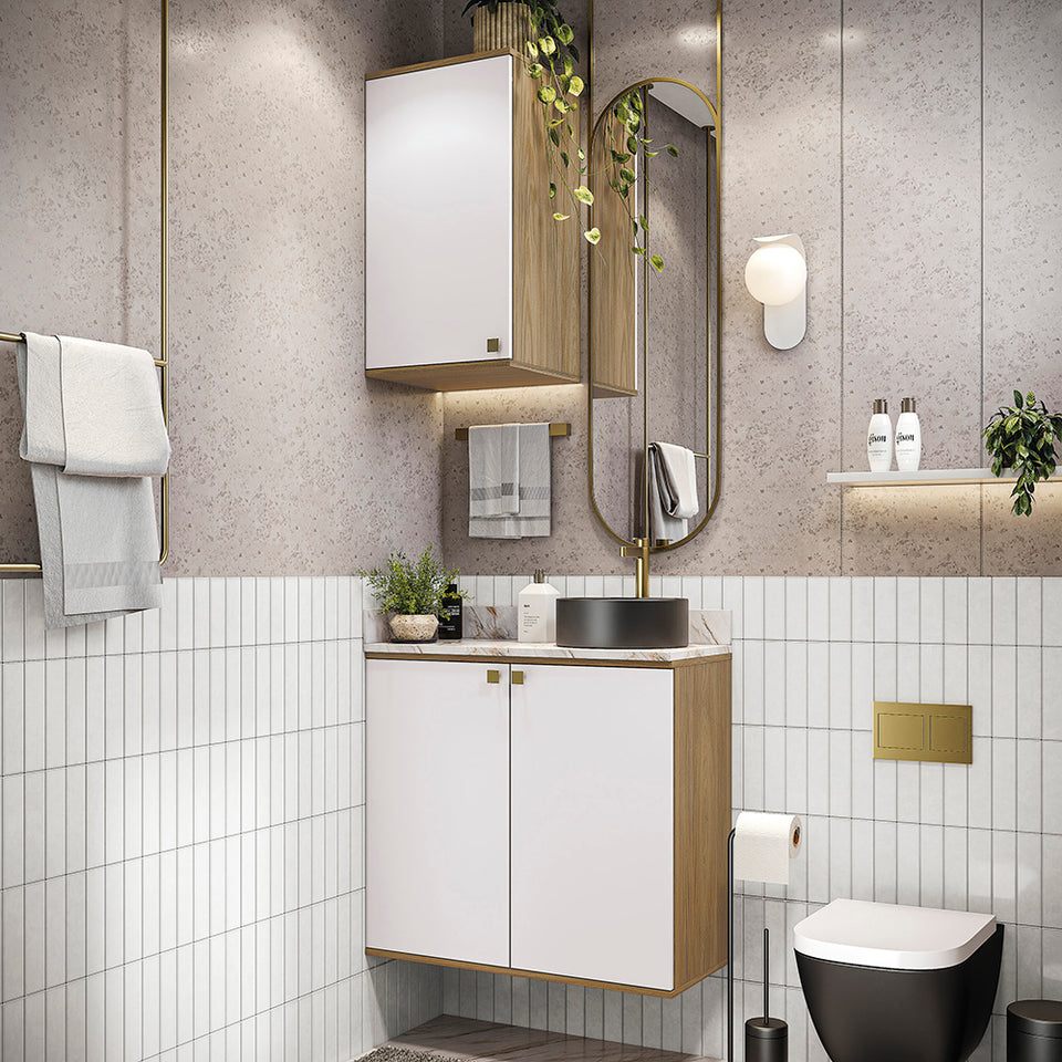 Vanitory Baño Kappesberg 80cm MDF Marrón y Blanco