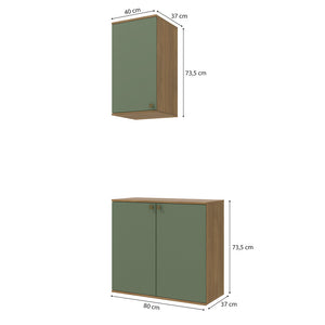 Vanitory Baño Kappesberg 80cm MDF Marrón y Verde