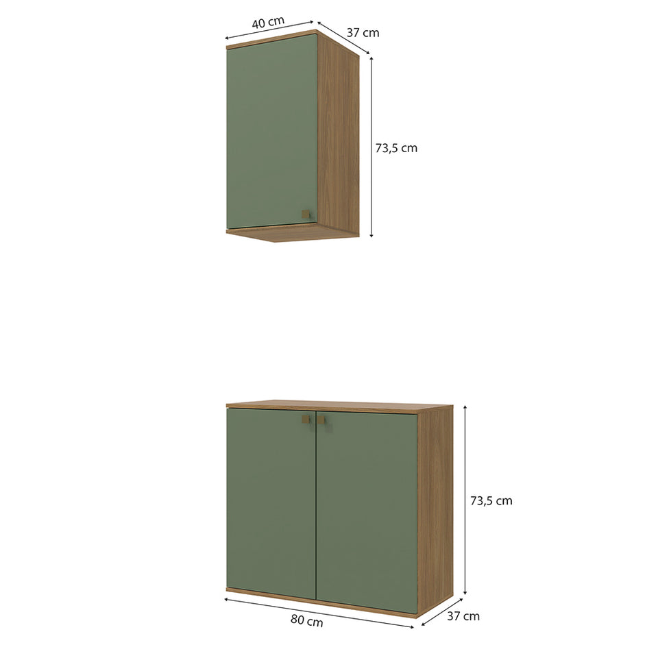 Vanitory Baño Kappesberg 80cm MDF Marrón y Verde