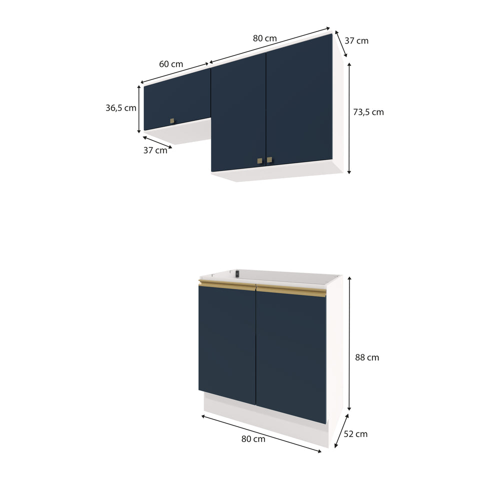 Lavadero Kappesberg 140cm MDF Con Aéreos Blanco y Azul